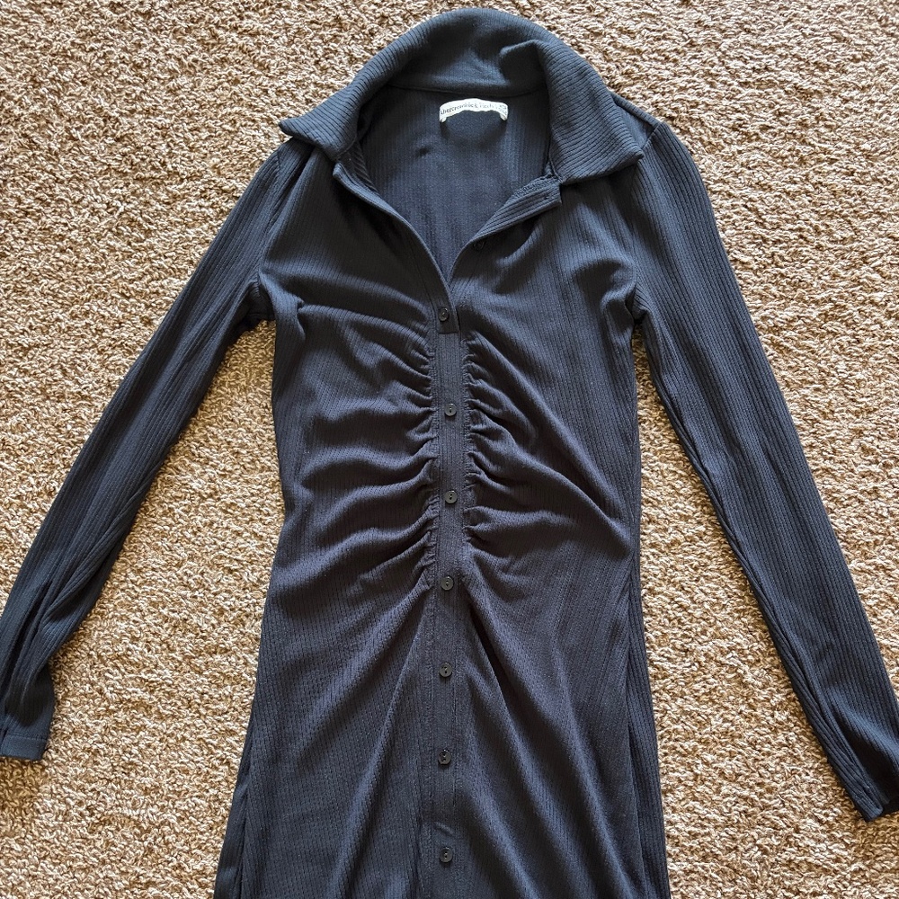 Abercrombie & Fitch Button Front Stretch Mini Dress with Collar